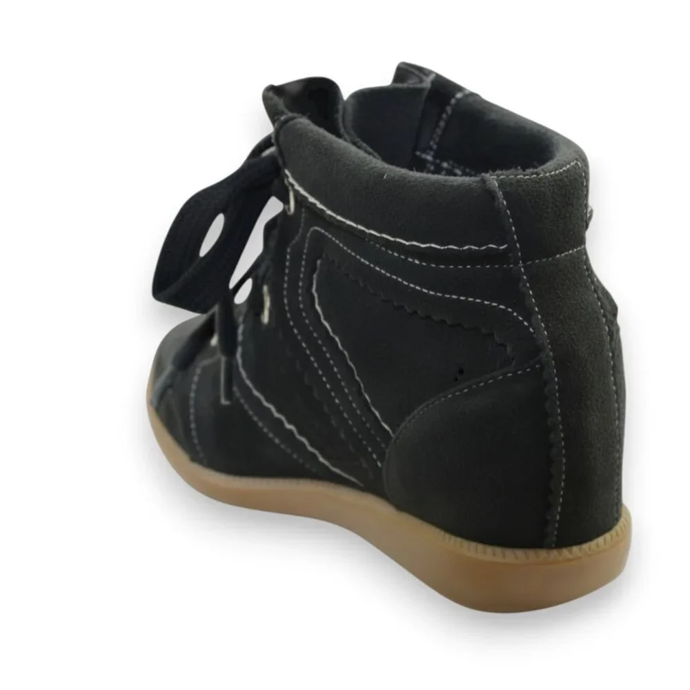Isabel Marant Bobby Black Suede Lace Up High Top Wedge Sneakers Size 36 (US 6)